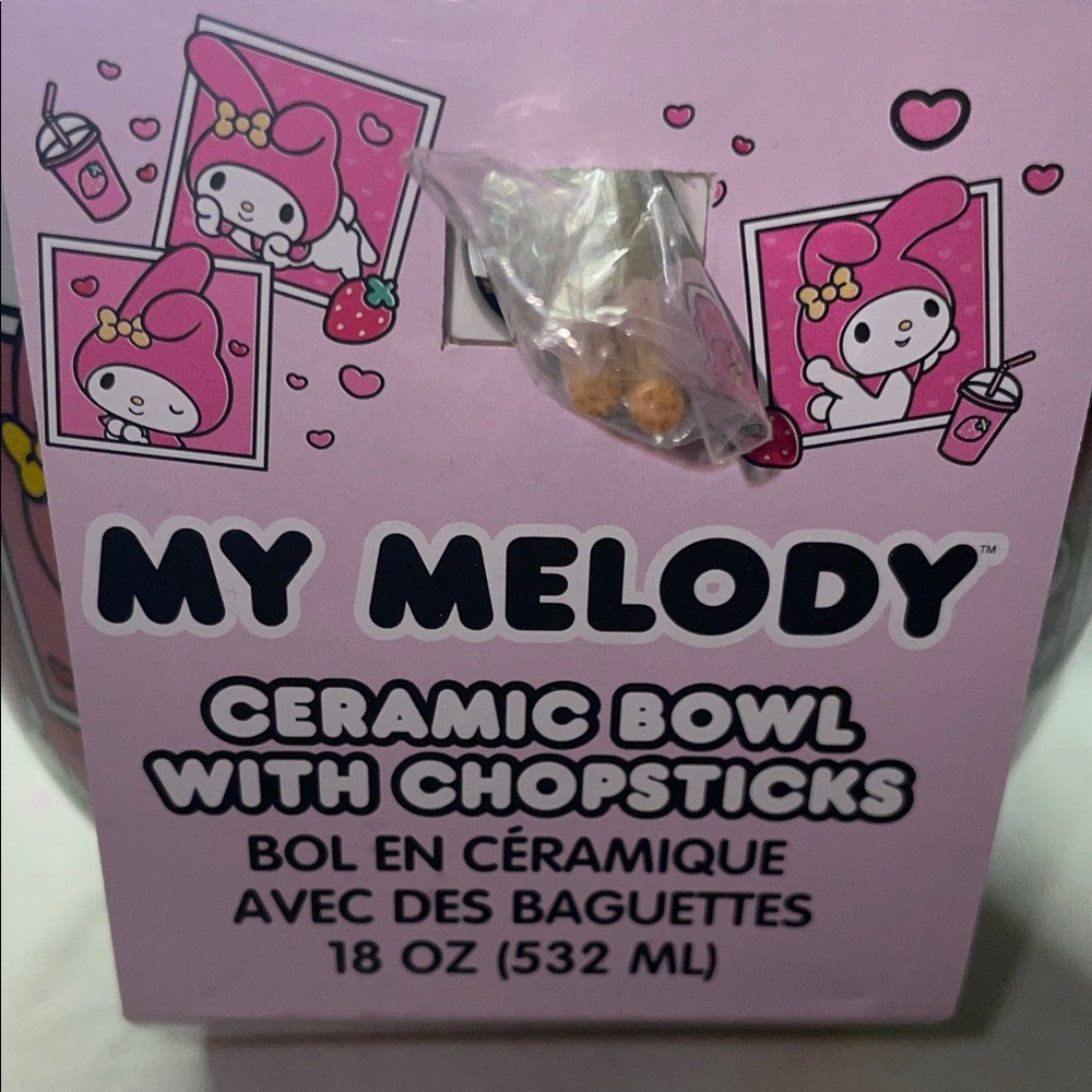 Sanrio My Melody Pink Ceramic Bowl with Chopsticks